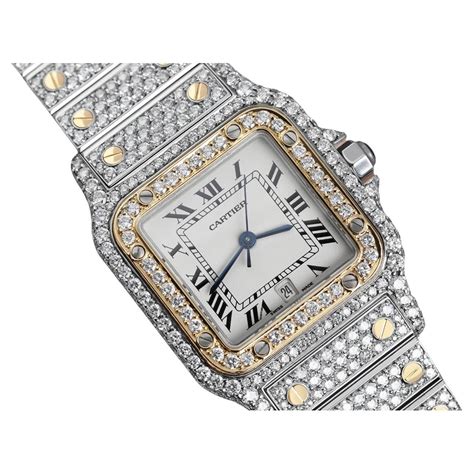 cartier santos stainless steel watch|cartier santos watch with diamonds.